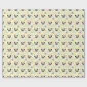 Siamese Cat Birthday Gift Wrapping Paper in Yellow ラッピングペーパー (フラット)