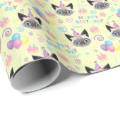 Siamese Cat Birthday Gift Wrapping Paper in Yellow ラッピングペーパー (ロールコーナー)
