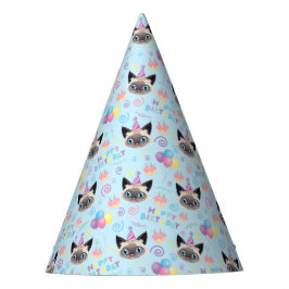 Siamese Cat Birthday Party Hat Blue パーティーハット