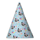 Siamese Cat Birthday Party Hat Blue パーティーハット (右)