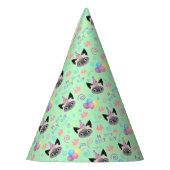 Siamese Cat Birthday Party Hat Green パーティーハット (左)