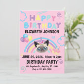 Siamese Cat Birthday Party Invitation Pink 招待状 (スタンド正面)