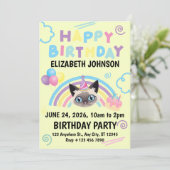 Siamese Cat Birthday Party Invitation Yellow 招待状 (スタンド正面)