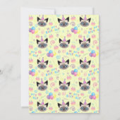 Siamese Cat Birthday Party Invitation Yellow 招待状 (裏面)