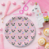 Siamese Cat Birthday Party Paper Plates Pink ペーパープレート (パーティー)