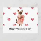 Siamese Cat brings roses for Valentines' day ポストカード (正面)