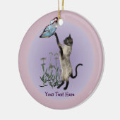 Siamese Cat Butterfly Daisies Personalized Ornamen セラミックオーナメント (左)