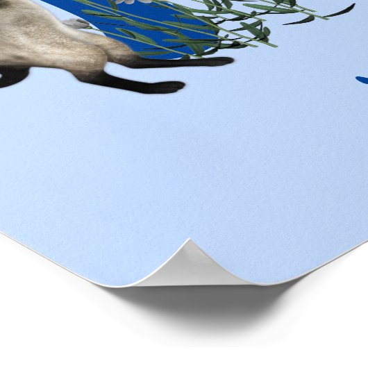 Siamese Cat Butterfly Monogram Initial R Name ポスター (角)