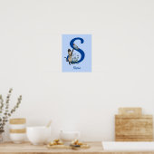 Siamese Cat Butterfly Monogram Initial S Your Name ポスター (キッチン)