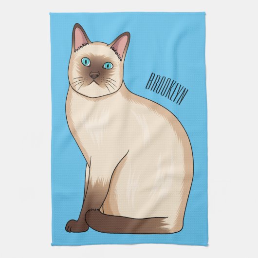 Siamese cat cartoon illustration  キッチンタオル (縦)