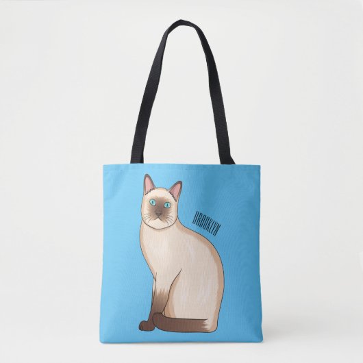 Siamese cat cartoon illustration トートバッグ (正面)