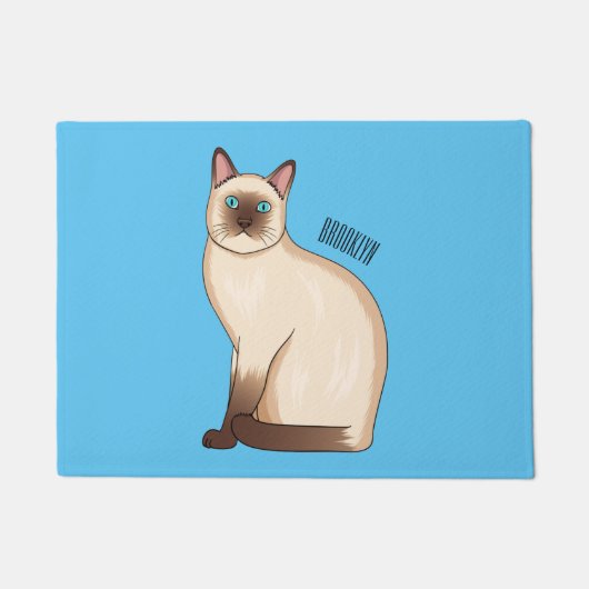Siamese cat cartoon illustration  ドアマット (正面)