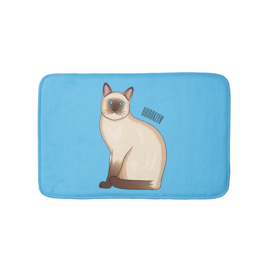 Siamese cat cartoon illustration  バスマット (正面)