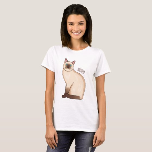 Siamese cat cartoon illustration  tシャツ (正面フル)