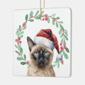 Siamese Cat Christmasをテーマ セラミックオーナメント (左)
