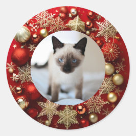 Siamese cat christmas ラウンドシール