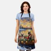 Siamese Cat Christmas Boat Holiday エプロン (着用した状態)
