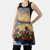 Siamese Cat Christmas Boat Holiday エプロン (インサイチュ)