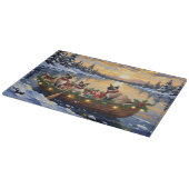 Siamese Cat Christmas Boat Holiday カッティングボード (角)