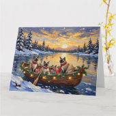 Siamese Cat Christmas Boat Holiday カード (黄色い花)
