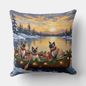 Siamese Cat Christmas Boat Holiday クッション (裏面)