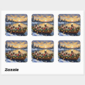 Siamese Cat Christmas Boat Holiday スクエアシール (シート)