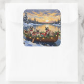 Siamese Cat Christmas Boat Holiday スクエアシール (バッグ)