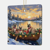 Siamese Cat Christmas Boat Holiday セラミックオーナメント (左)