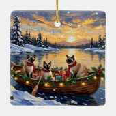 Siamese Cat Christmas Boat Holiday セラミックオーナメント (裏面)