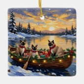 Siamese Cat Christmas Boat Holiday セラミックオーナメント (正面)