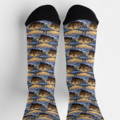 Siamese Cat Christmas Boat Holiday ソックス (上部)