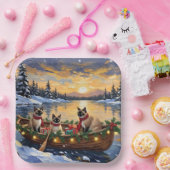 Siamese Cat Christmas Boat Holiday ペーパープレート (パーティー)