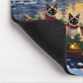 Siamese Cat Christmas Boat Holiday マウスパッド (コーナー)