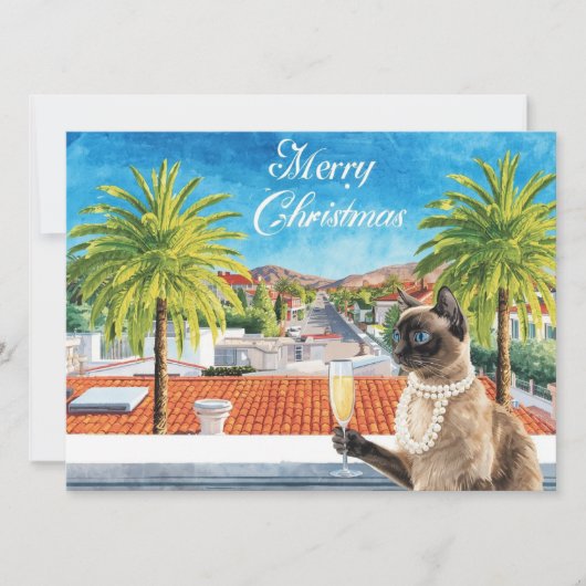 Siamese Cat Christmas Greeting from California シーズンカード (正面)