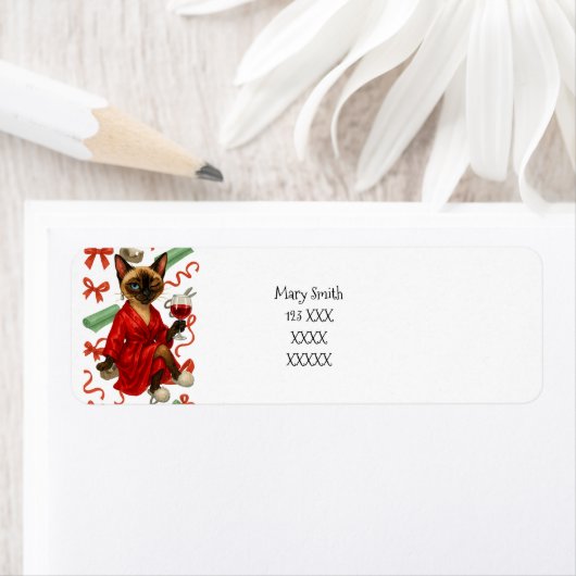 Siamese Cat Christmas Holiday  ラベル (インサイチュ)