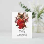 Siamese Cat Christmas Postcard – Funny Holiday  シーズンポストカード (スタンド正面)