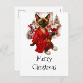 Siamese Cat Christmas Postcard – Funny Holiday  シーズンポストカード (正面/裏面)