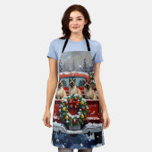 Siamese Cat Christmas Red Truck Holiday エプロン (着用した状態)