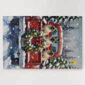 Siamese Cat Christmas Red Truck Holiday ジグソーパズル (横)