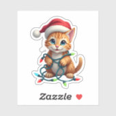 Siamese Cat Christmas V-Neck (3) シール (シート)