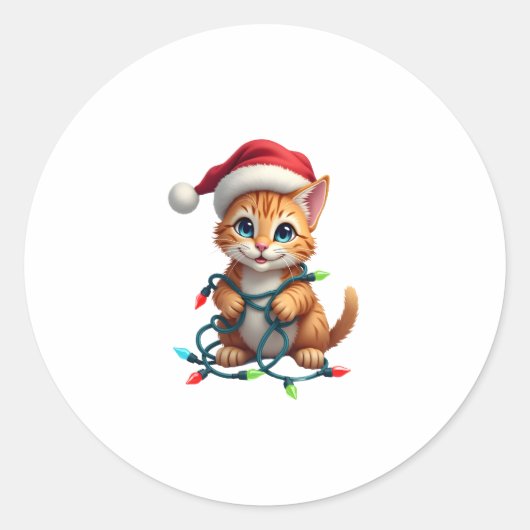 Siamese Cat Christmas V-Neck (3) ラウンドシール (正面)