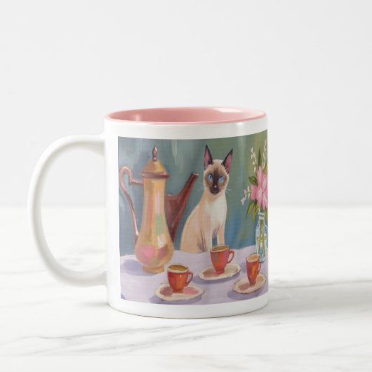 Siamese Cat Coffee or Tea Time Mug ツートーンマグカップ (左)