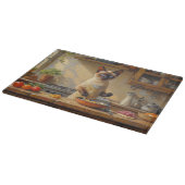 Siamese Cat Cooking in Kitchen カッティングボード (角)