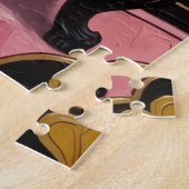 Siamese Cat Couple Art Deco Valentine's Day ジグソーパズル (側面)