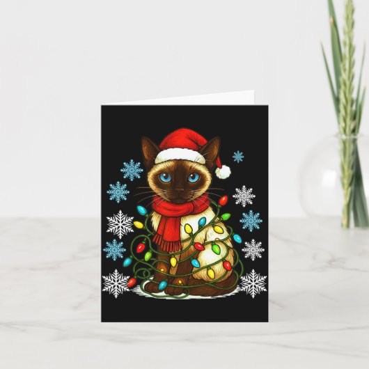 Siamese Cat Cute Cat Lover Cat Xmas Holiday Santa  カード (正面)