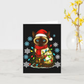 Siamese Cat Cute Cat Lover Cat Xmas Holiday Santa  カード (黄色い花)