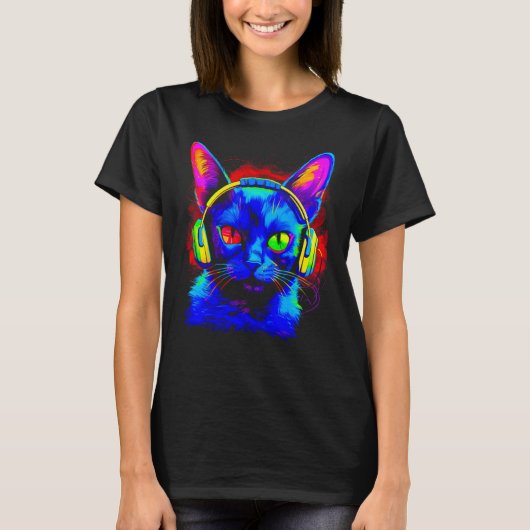 Siamese Cat DJ Music Tシャツ (正面)