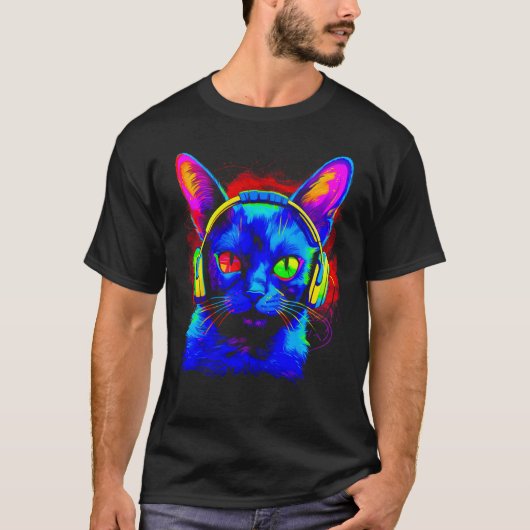 Siamese Cat DJ Music Tシャツ (正面)