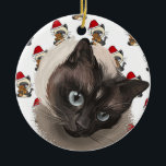SIAMESE CAT FACE WITH CAT CHRISTMAS BACKGROUND セラミックオーナメント<br><div class="desc">SIAMESE CAT FACE WITH CAT CHRISTMAS BACKGROUND</div>