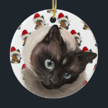 SIAMESE CAT FACE WITH CAT CHRISTMAS BACKGROUND セラミックオーナメント<br><div class="desc">SIAMESE CAT FACE WITH CAT CHRISTMAS BACKGROUND</div>